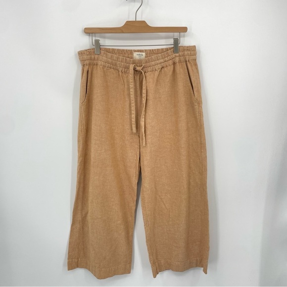 Evolverie Cotton Linen drawstring Wide Leg crop Pants Lagenlook Sz XL Orange - Picture 1 of 7